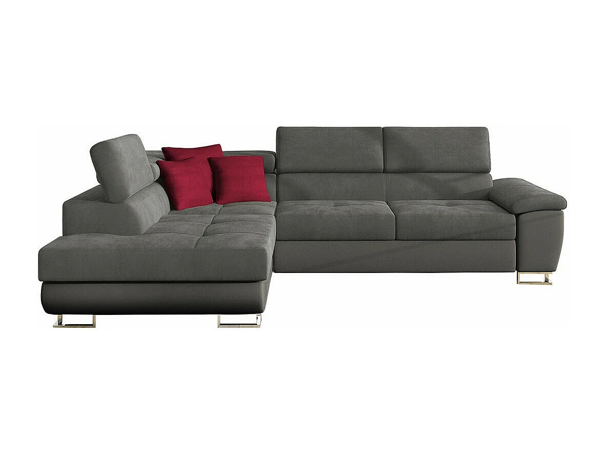 Sofá rinconero Comfivo 166, Gris, Función de descanso, Almacenaje, 270x202x71cm