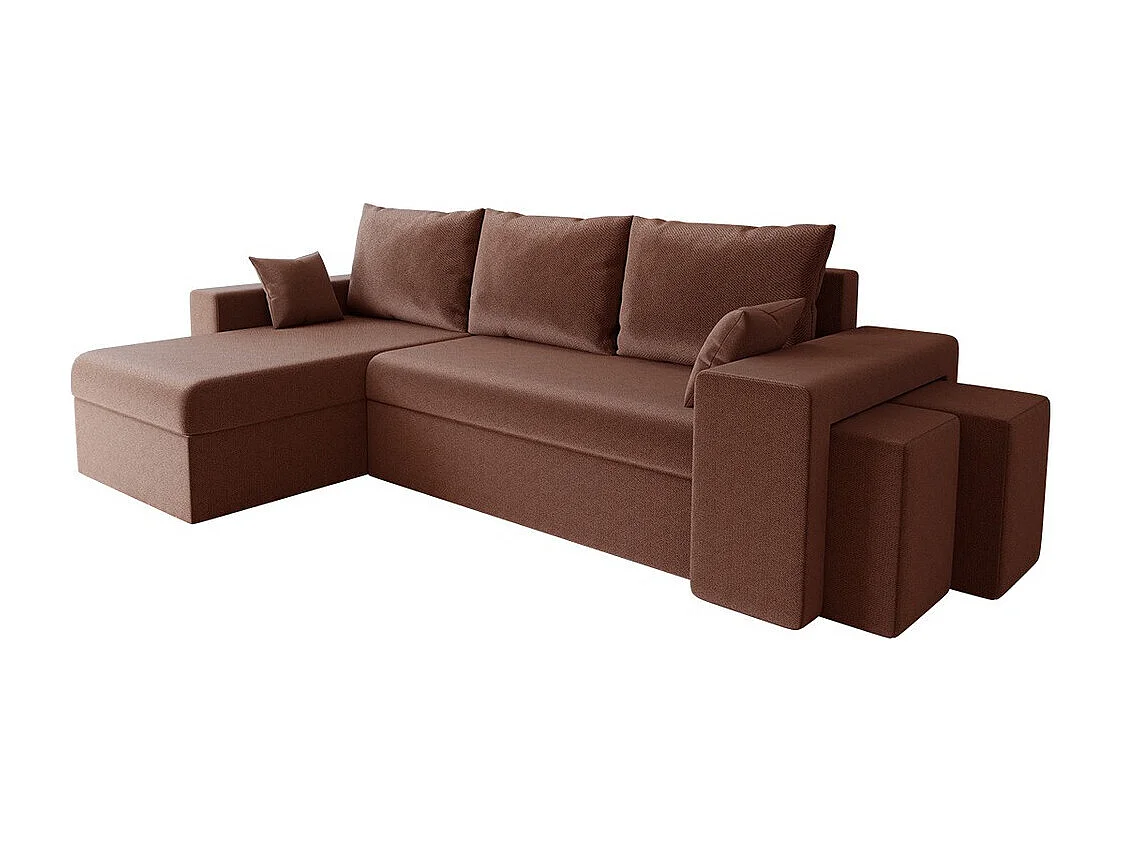 Sofá de canto Memphis 129, Rosé, Funcionalidade de dormir, 26x14x8cm