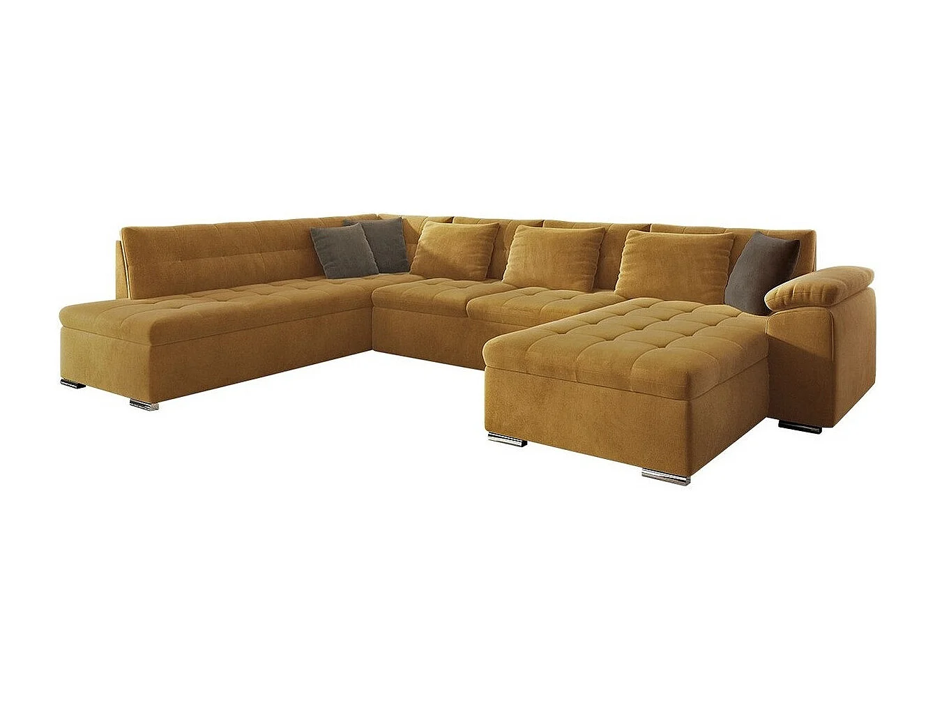 Sofá rinconero Comfivo 128, Amarillo, Función de descanso, 348x205x76cm