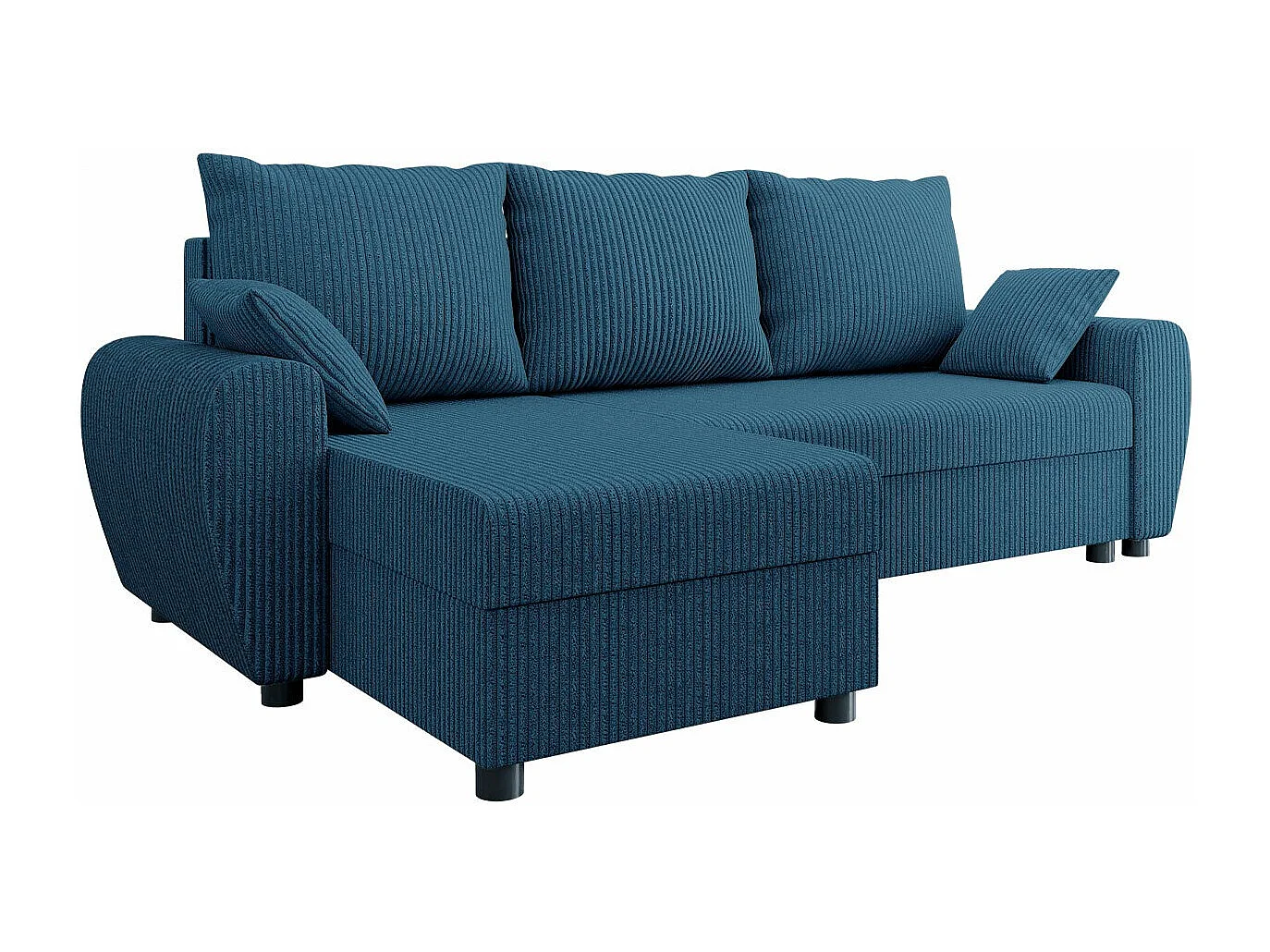 Sofá rinconero Memphis 123, Azul, Función de descanso, Almacenaje, 242x139x83cm