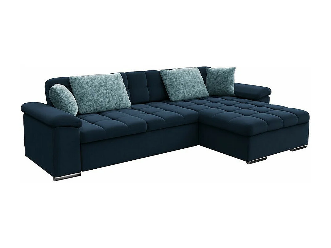 Sofá rinconero Comfivo 181, Azul, Función de descanso, Almacenaje, 280x160x76cm