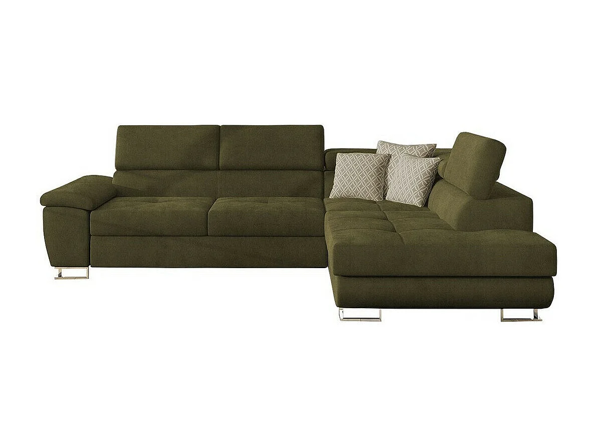 Sofá rinconero Comfivo 166, Verde, Función de descanso, Almacenaje, 270x202x71cm