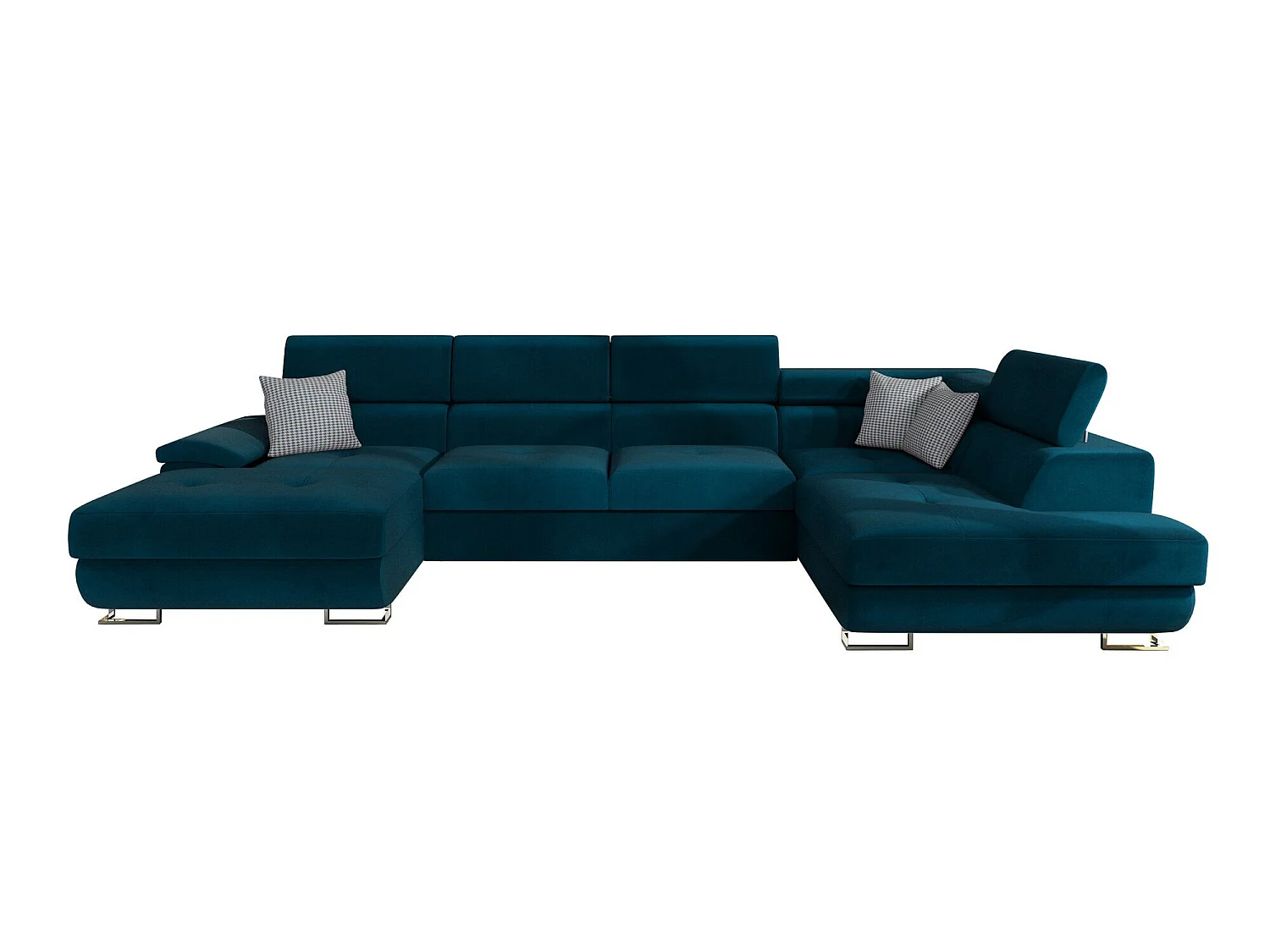Canapé d'angle convertible 3 places en tissu turquoise