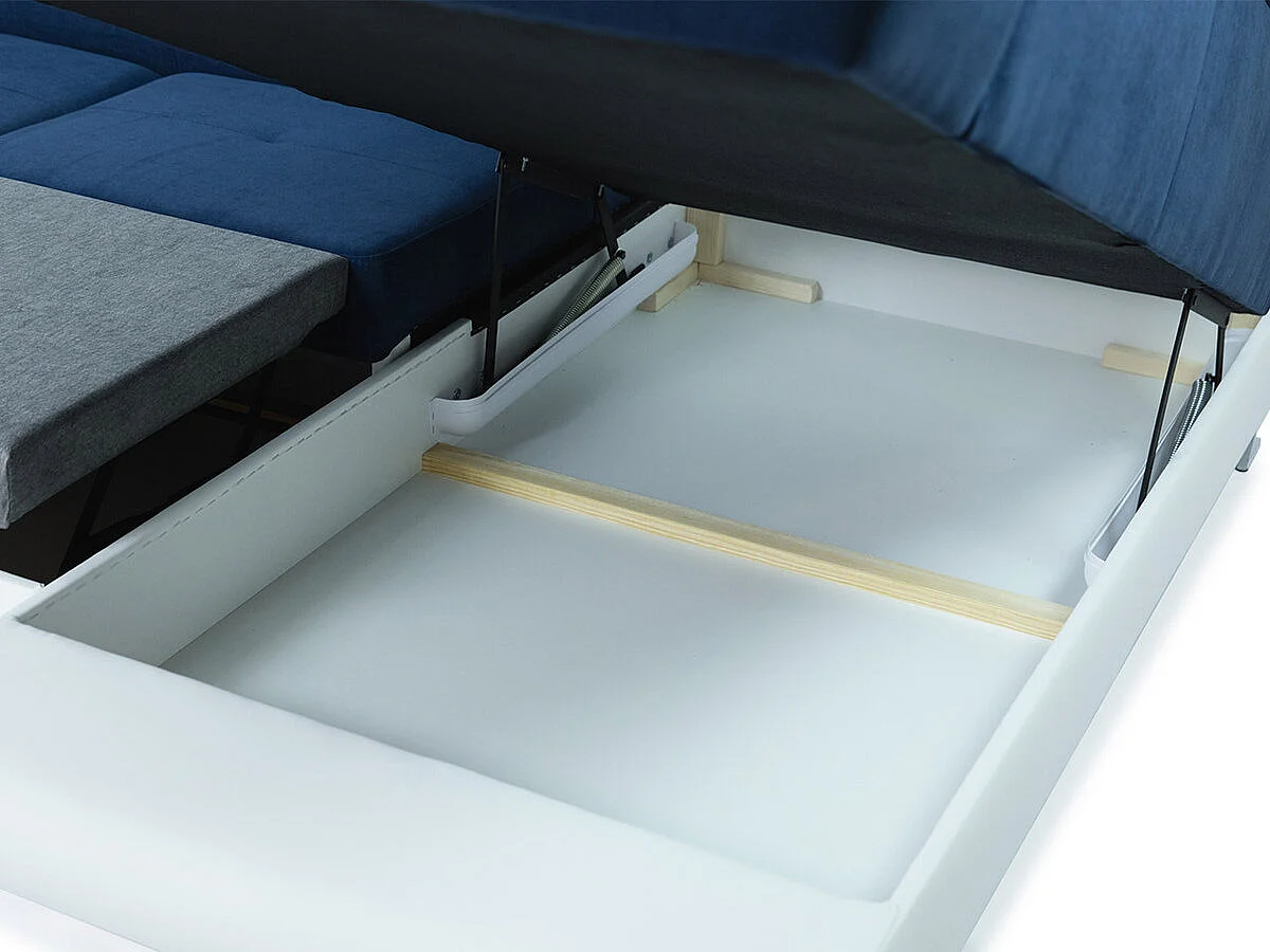 Canapé d'angle convertible 3 places en tissu turquoise