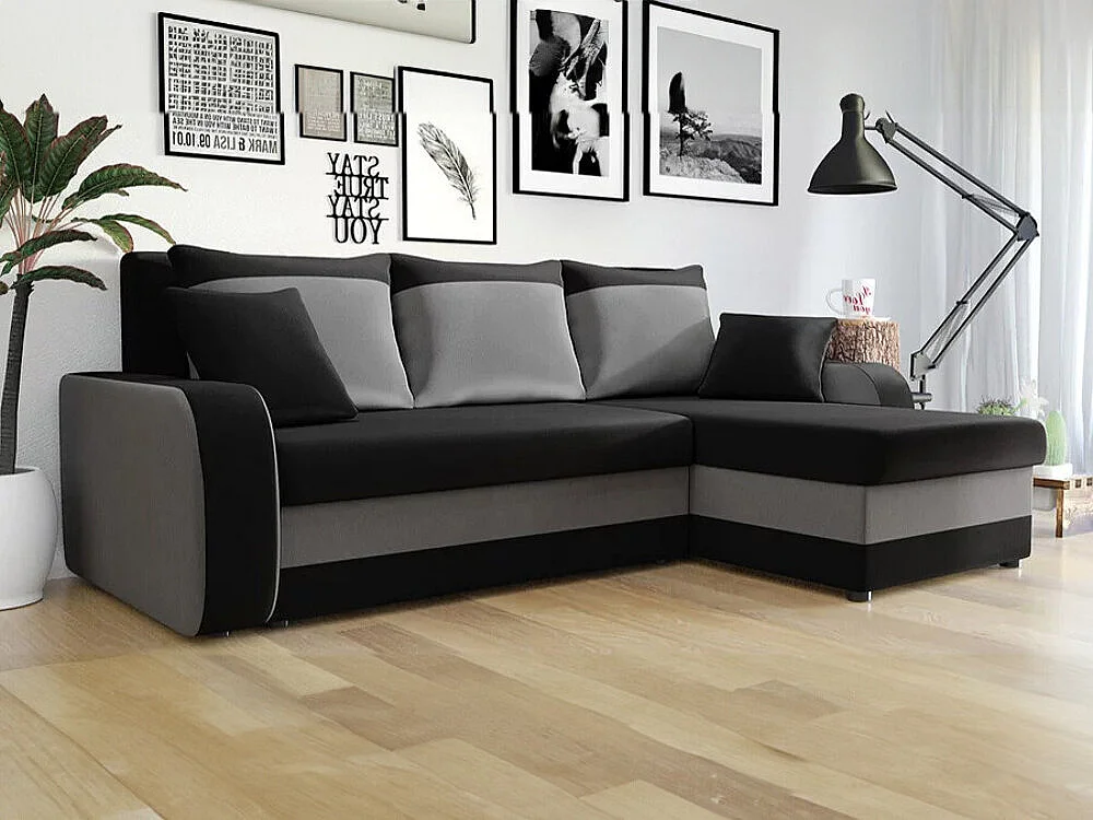 Sofá de canto Comfivo 135, Preto, Funcionalidade de dormir, 24x15x8cm