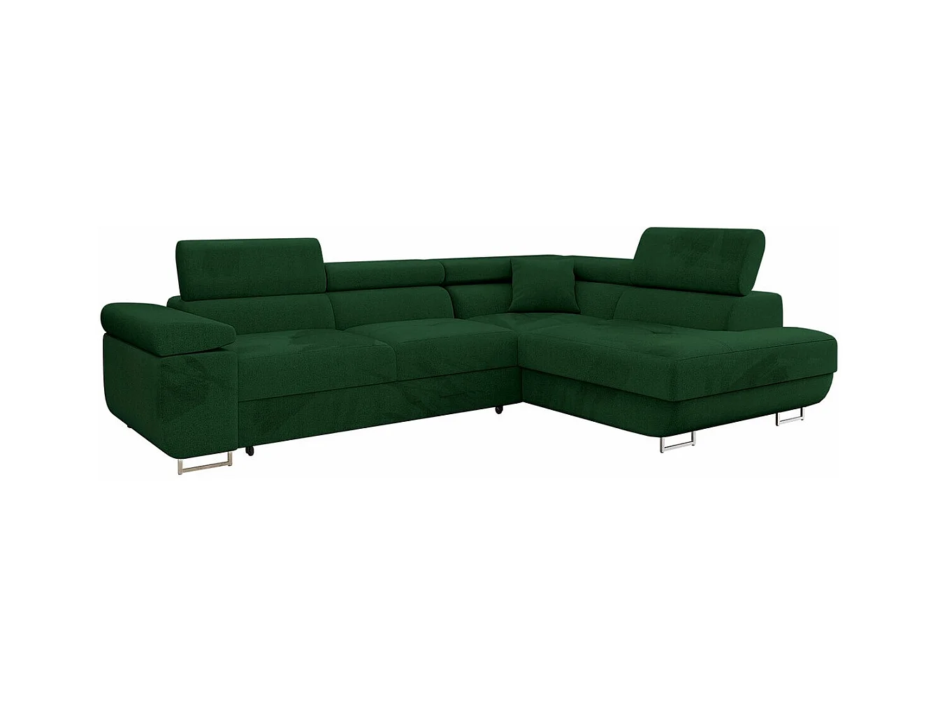 Canapé d'angle Comfivo Eliferu 100, Vert, Fonction de couchage, Boîte de literie, 274cm