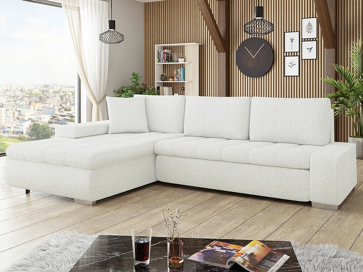 Canapé d'angle Comfivo Nitor II, Blanc, Disponible, 302x213x80cm