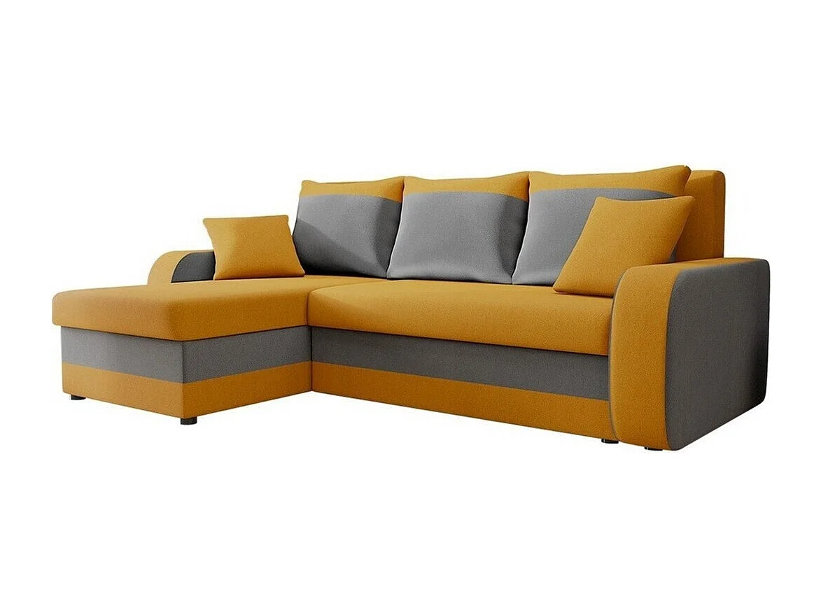 Sofá rinconero Comfivo 135, Amarillo, Función de descanso, Almacenaje, 238x147x80cm