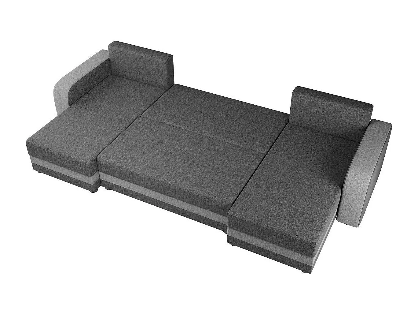 Canapé d'angle Comfivo 100, Gris, Fonction de couchage, Boîte de literie, 313x139x80cm