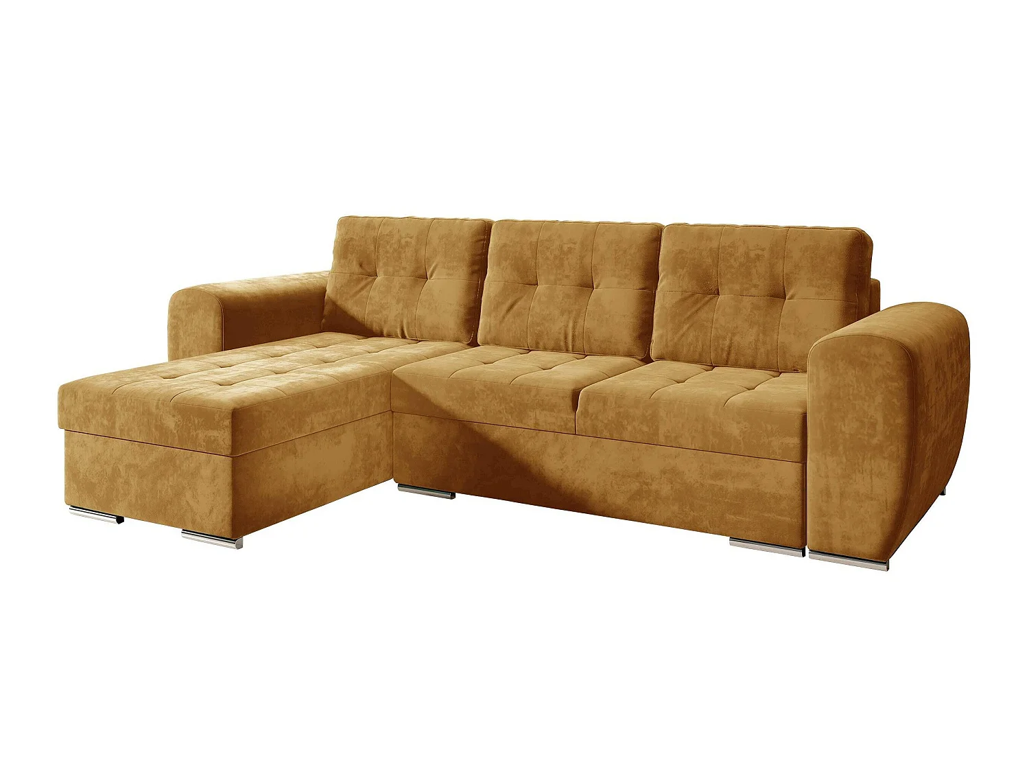 Sofá rinconero Muncie 109, Amarillo, Función de descanso, Almacenaje