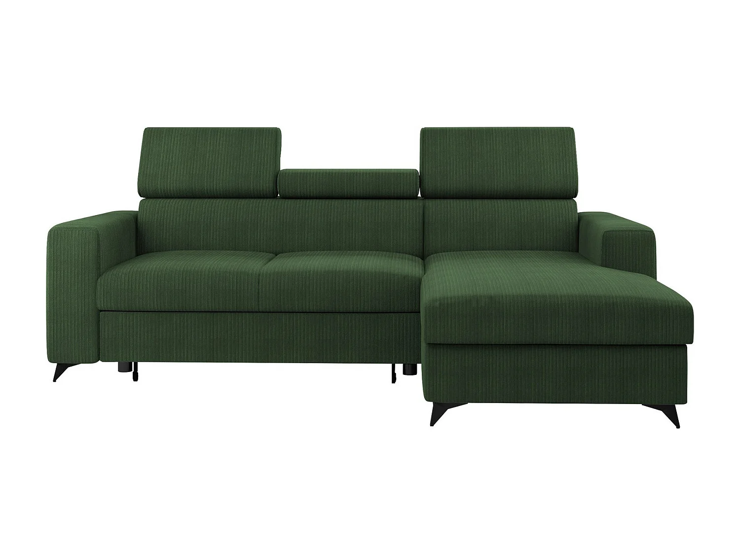 Sofá rinconero Columbus 191, Verde, Función de descanso, Almacenaje, 236x172x82cm