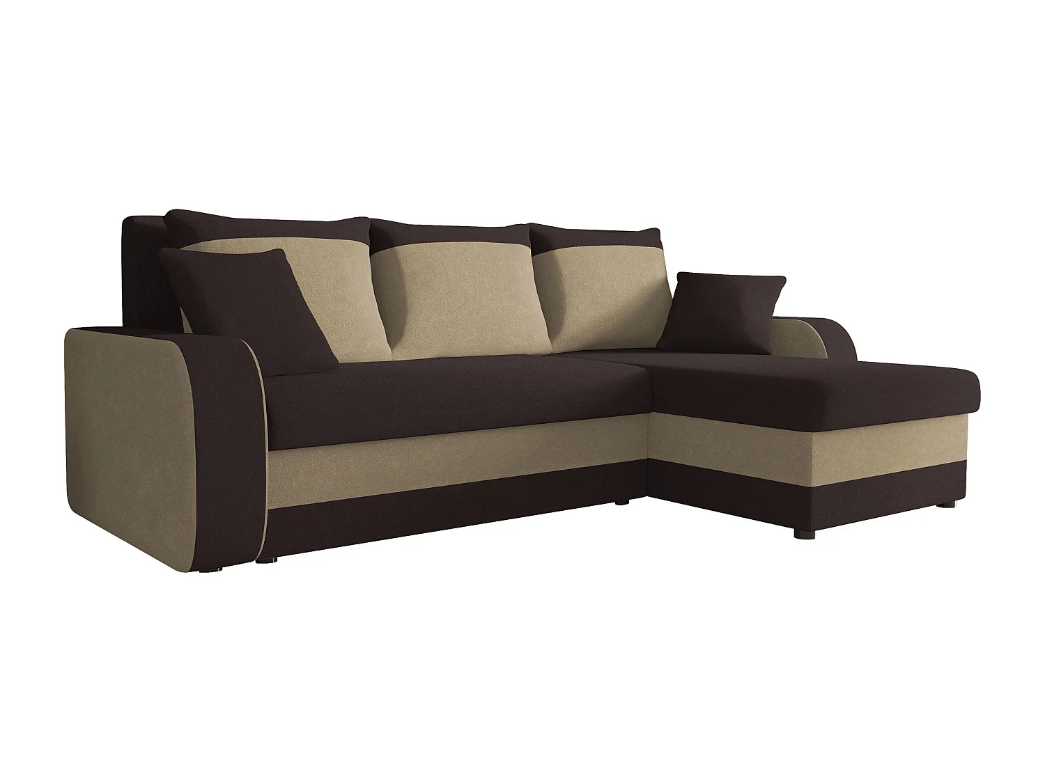 Sofá rinconero Comfivo 203, Marrón, Función de descanso, Almacenaje, 238x147x80cm