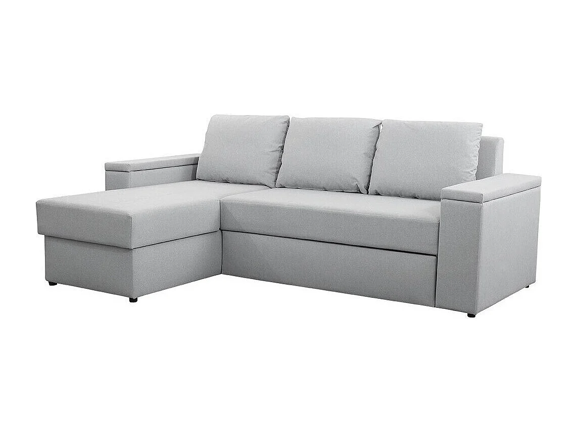 Canapé d'angle Providence 149, Gris, Fonction de couchage, Boîte de literie, 246x156x82cm