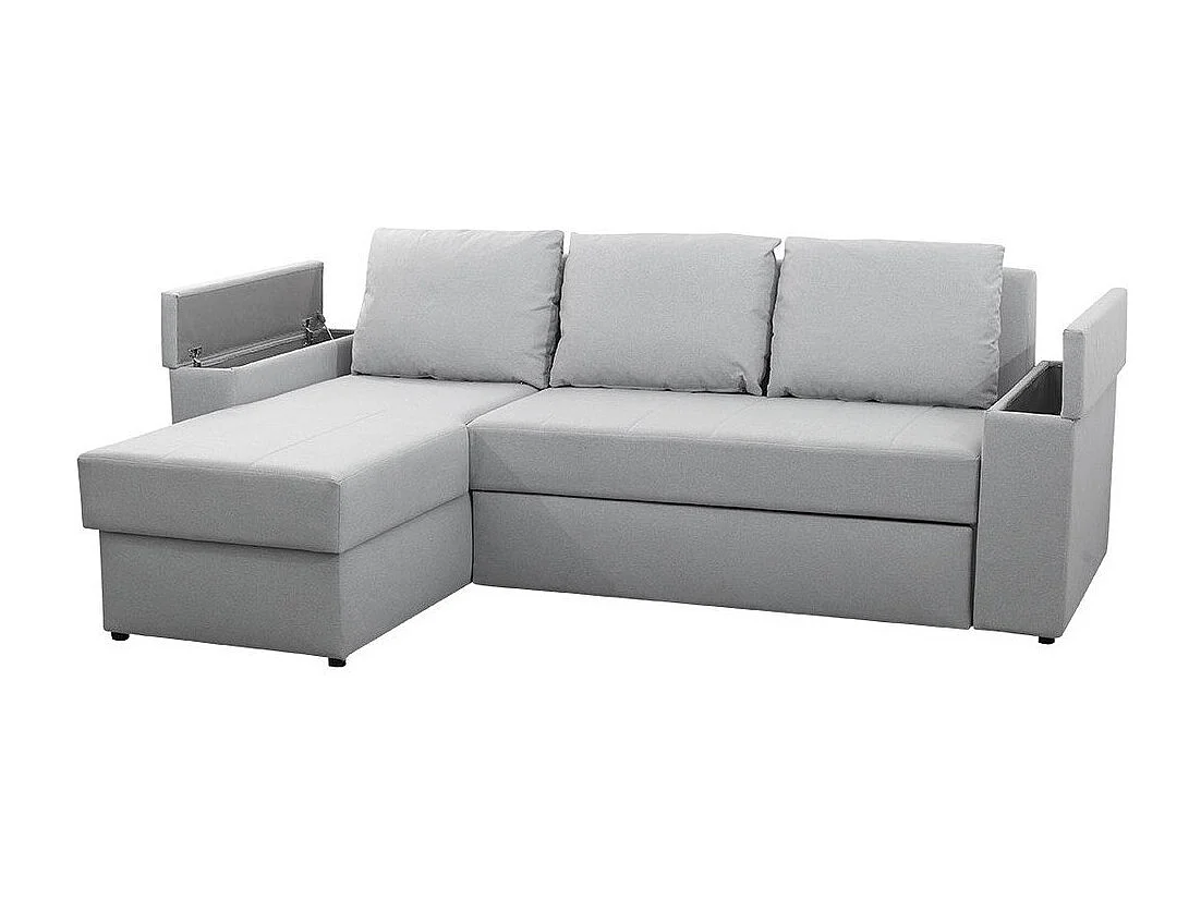 Canapé d'angle Providence 149, Gris, Fonction de couchage, Boîte de literie, 246x156x82cm