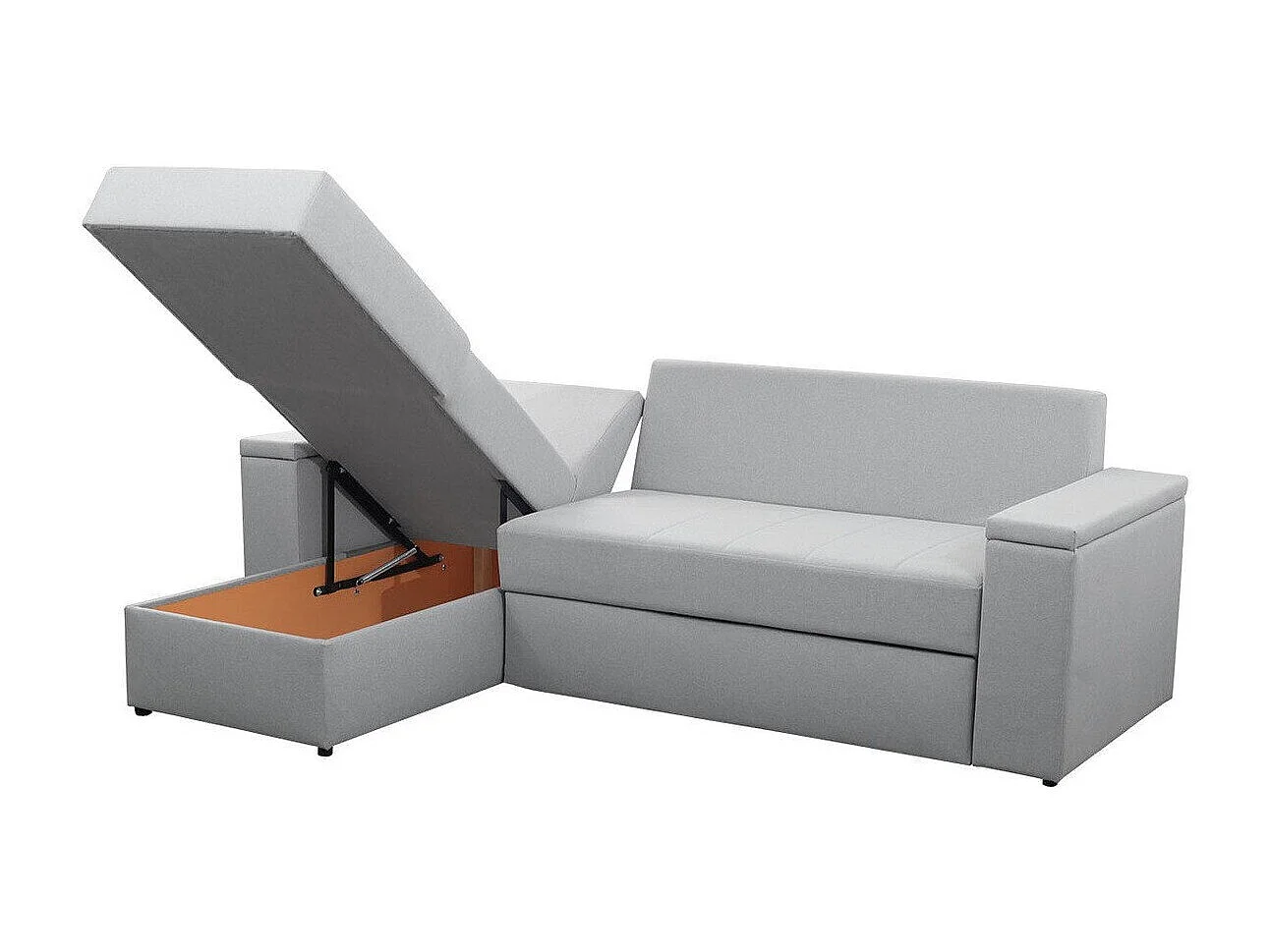 Canapé d'angle Providence 149, Gris, Fonction de couchage, Boîte de literie, 246x156x82cm
