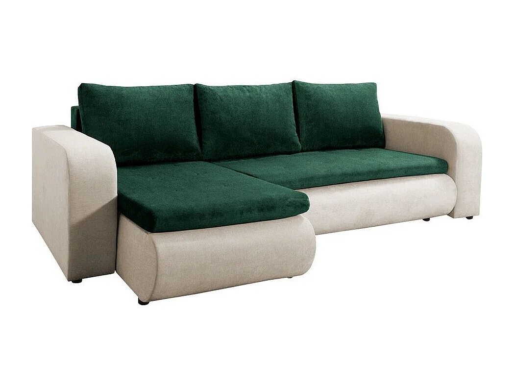 Sofá rinconero Muncie 100, Verde, Función de descanso, Almacenaje, 245x150x82cm