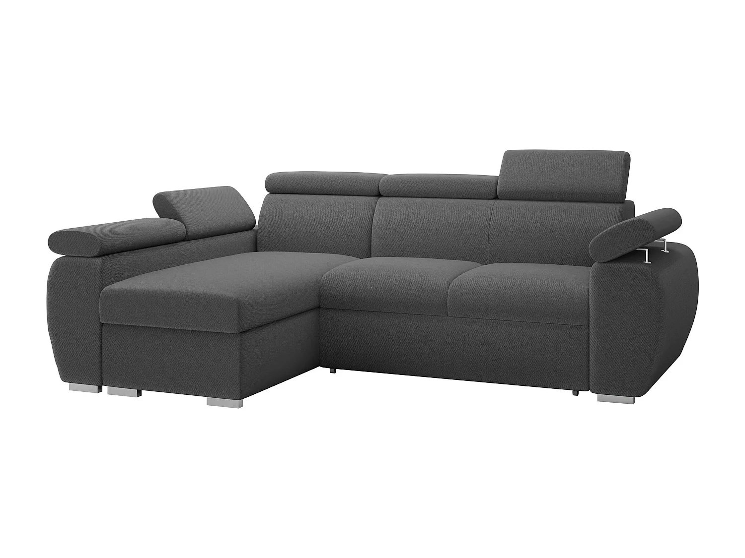 Canapé d'angle Columbus 132, Gris foncé, Disponible, 255x170x85cm
