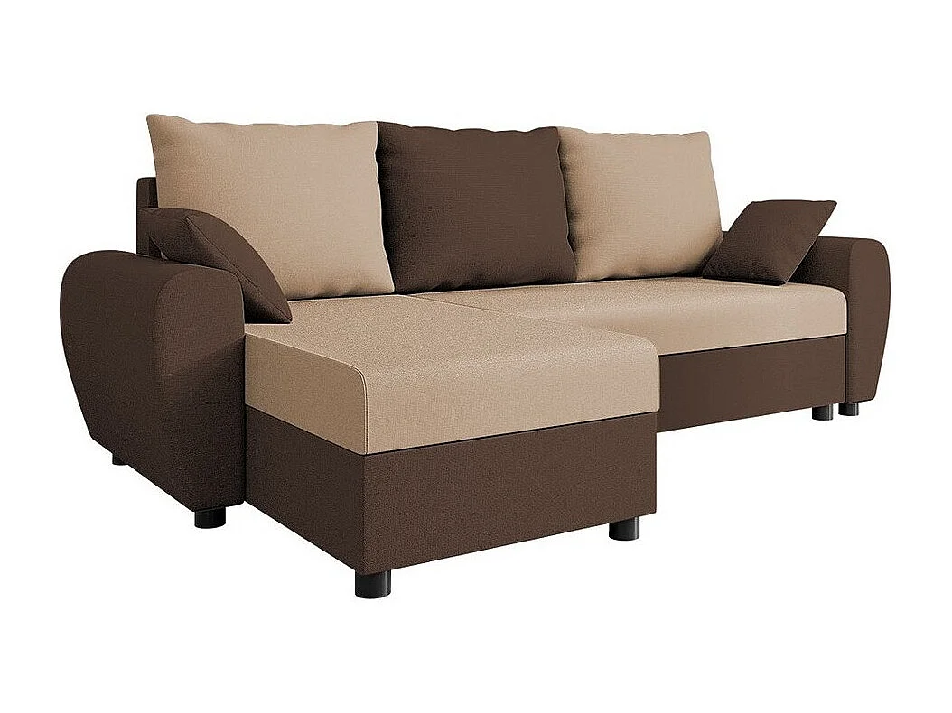 Sofá rinconero Memphis 123, De color marrón claro, Función de descanso, Almacenaje, 242cm