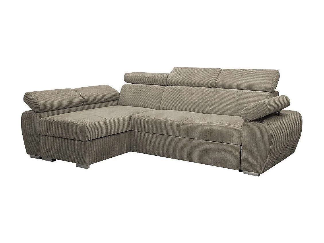 Canapé d'angle Columbus 192, Brun clair, Fonction de couchage, Boîte de literie, 255x85cm