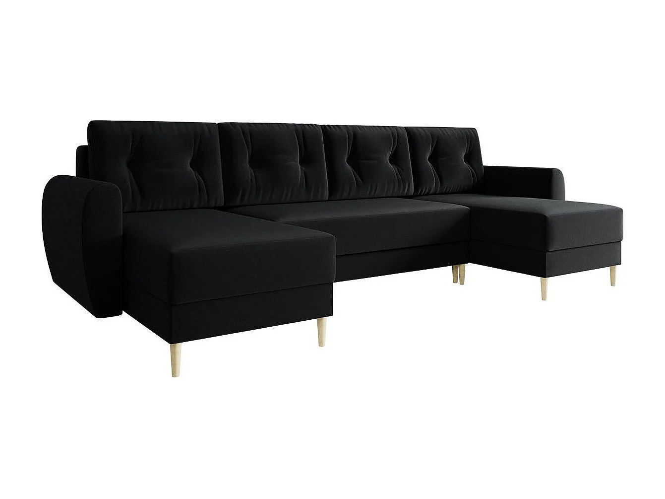 Sofá rinconero Memphis 110, Negro, Función de descanso, Almacenaje, 307x139x95cm