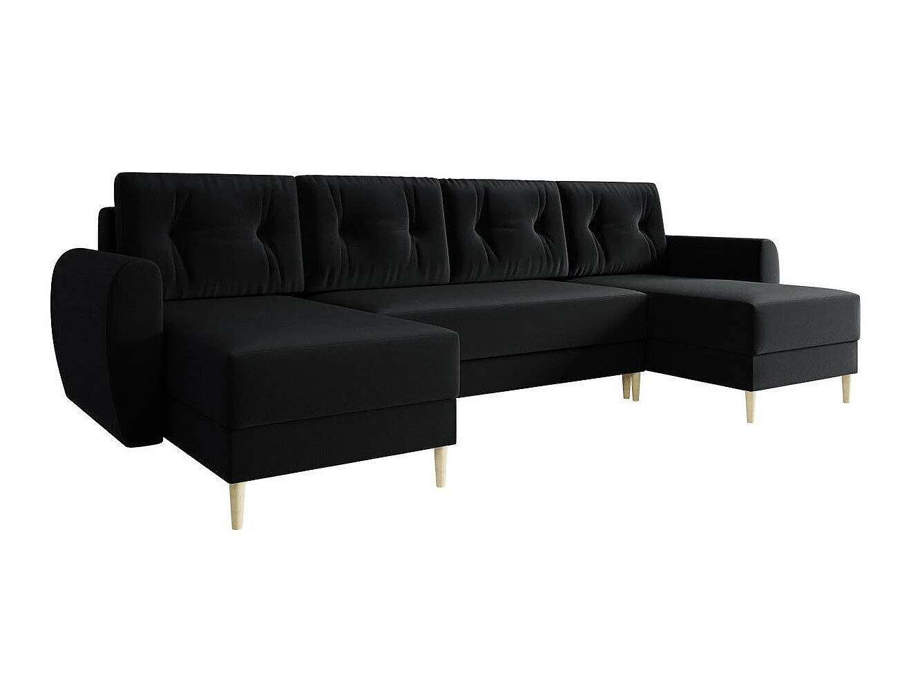 Sofá rinconero Memphis 110, Negro, Función de descanso, Almacenaje
