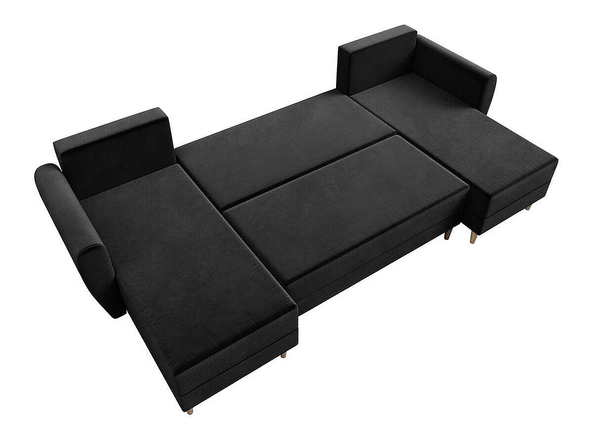 Sofá rinconero Memphis 110, Negro, Función de descanso, Almacenaje