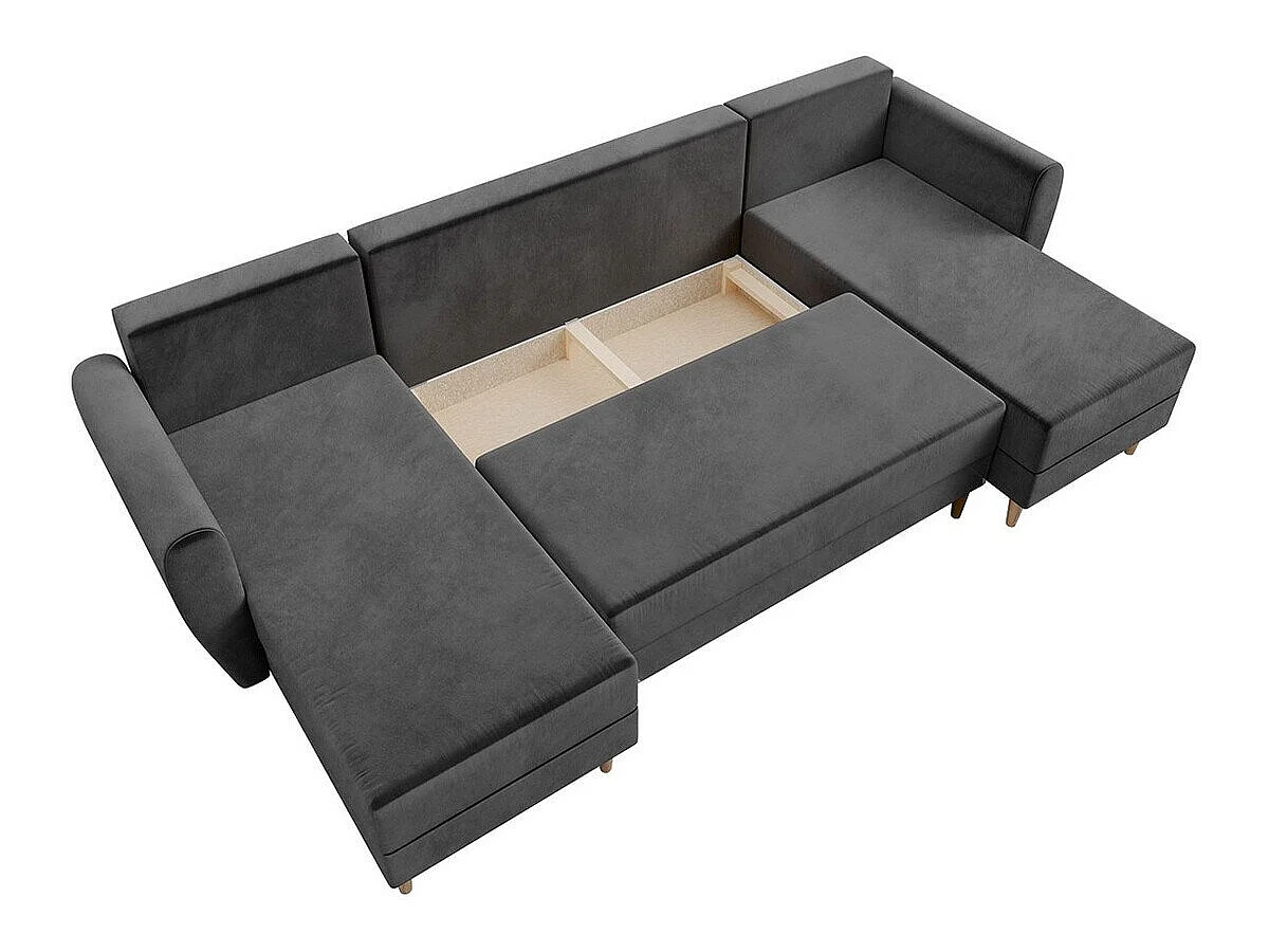 Sofá rinconero Memphis 110, Negro, Función de descanso, Almacenaje
