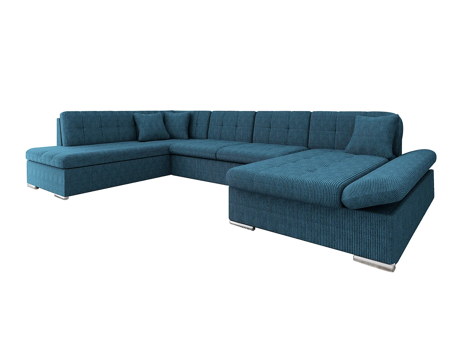 Sofá rinconero Comfivo Tilia I, Azul, Función de descanso, Almacenaje, 345x205x76cm