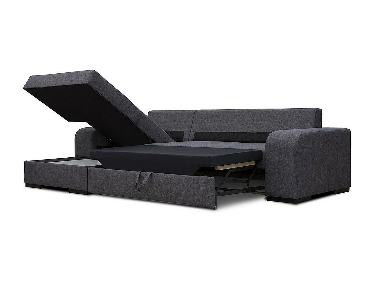 Sofá rinconero Kingsport 103, Gris, Función de descanso, Almacenaje, 285x165x90cm