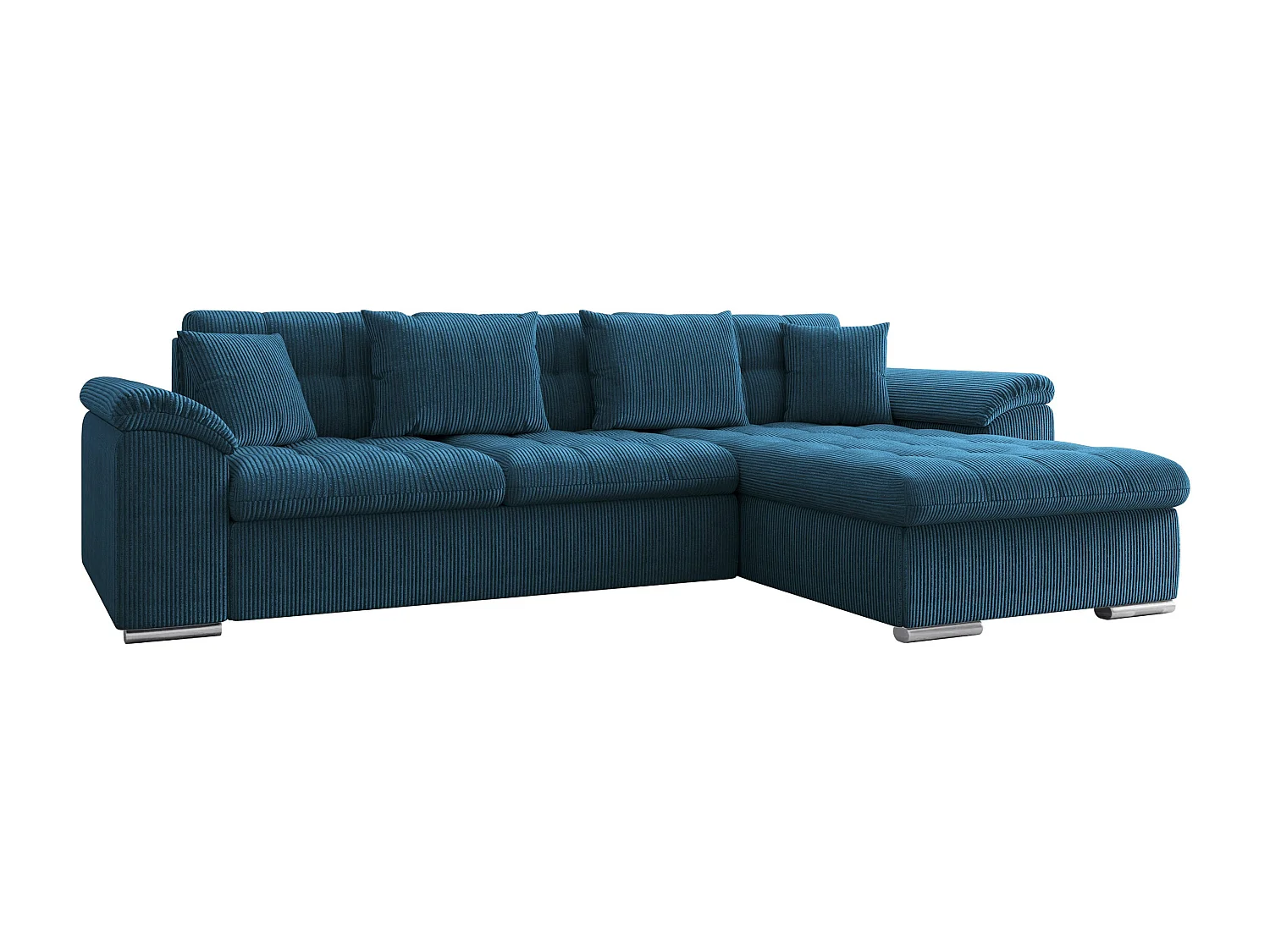 Sofá rinconero Comfivo 107, Azul, Función de descanso, Almacenaje, 280x160x76cm