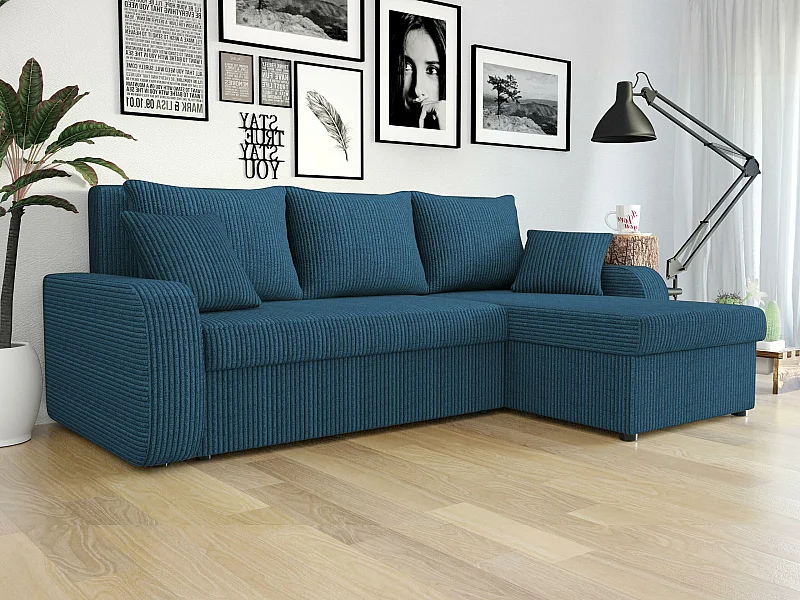 Sofá rinconero Comfivo 203, Turquesa, Función de descanso, Almacenaje, 238x147x80cm