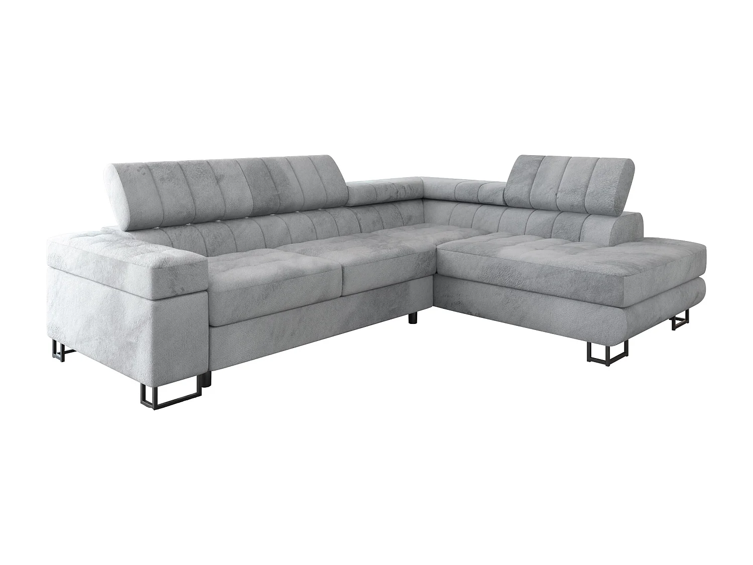 Canapé d'angle Comfivo 247, Gris, Fonction de couchage, Boîte de literie, 271x203x71cm