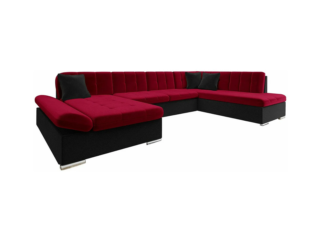 Canapé d'angle Comfivo 149, Rouge, Fonction de couchage, Boîte de literie, 345x205x76cm