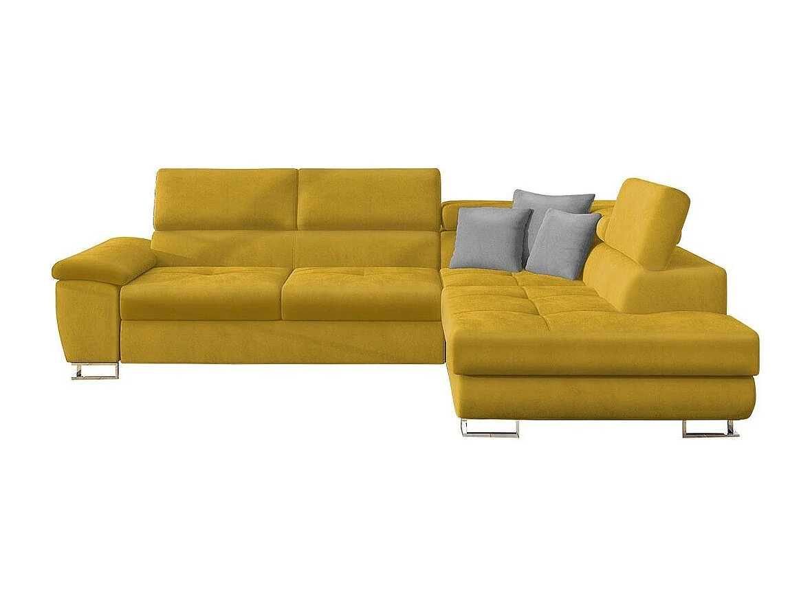 Sofá rinconero Comfivo 166, Amarillo, Función de descanso, Almacenaje, 270x202x71cm