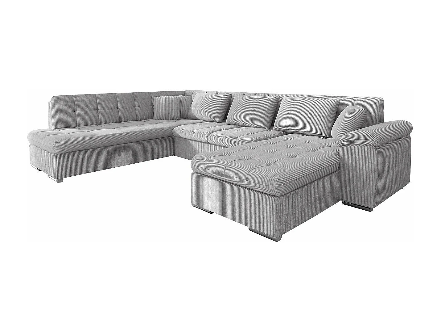 Sofá rinconero Comfivo 114, Gris, Función de descanso, Almacenaje, 348x205x76cm