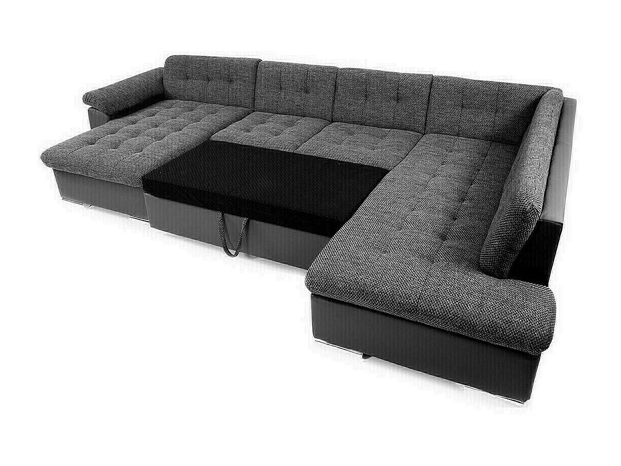 Sofá rinconero Comfivo 114, Gris, Función de descanso, Almacenaje, 348x205x76cm