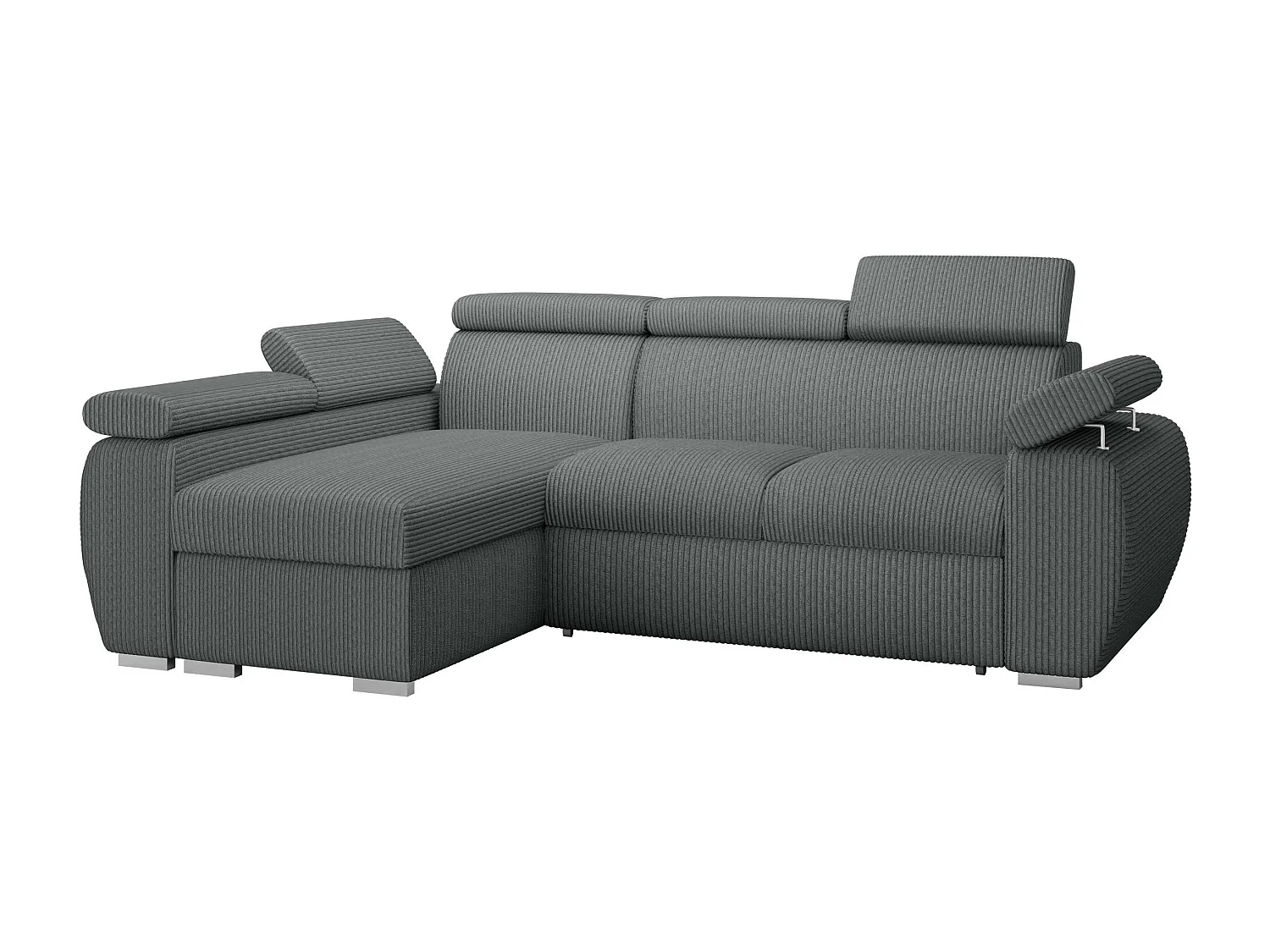 Canapé d'angle Columbus 192, Gris, Disponible, 255x170x85cm