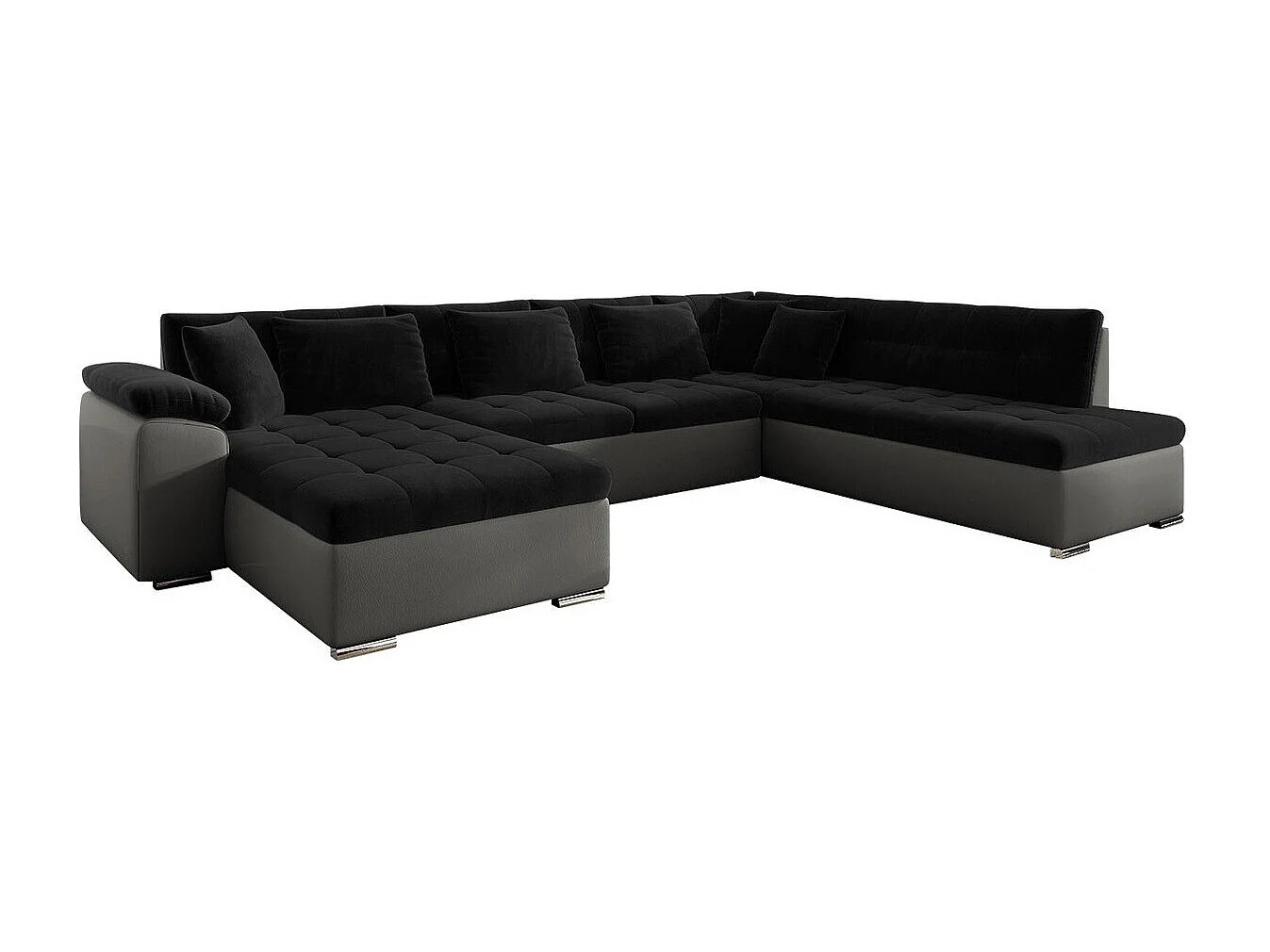 Sofá rinconero Comfivo Gemma, Negro, Función de descanso, Almacenaje, 348x205x76cm