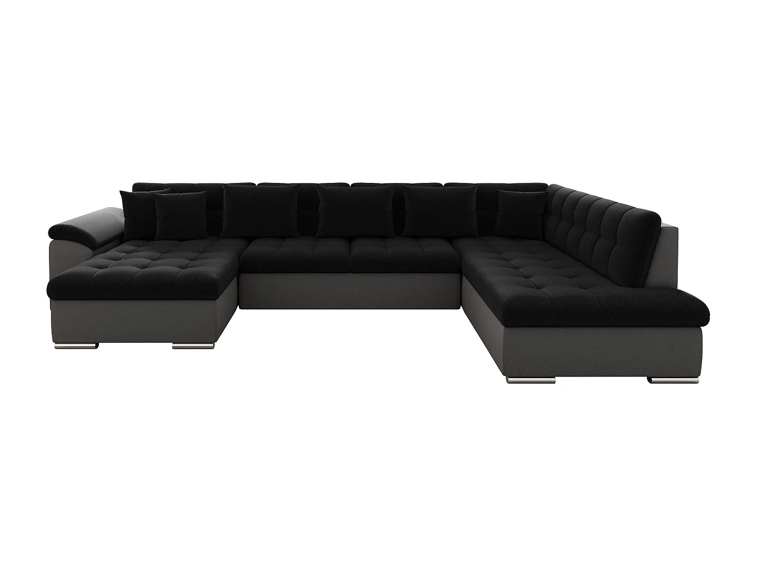 Sofá rinconero Comfivo Gemma, Negro, Función de descanso, Almacenaje, 348x205x76cm