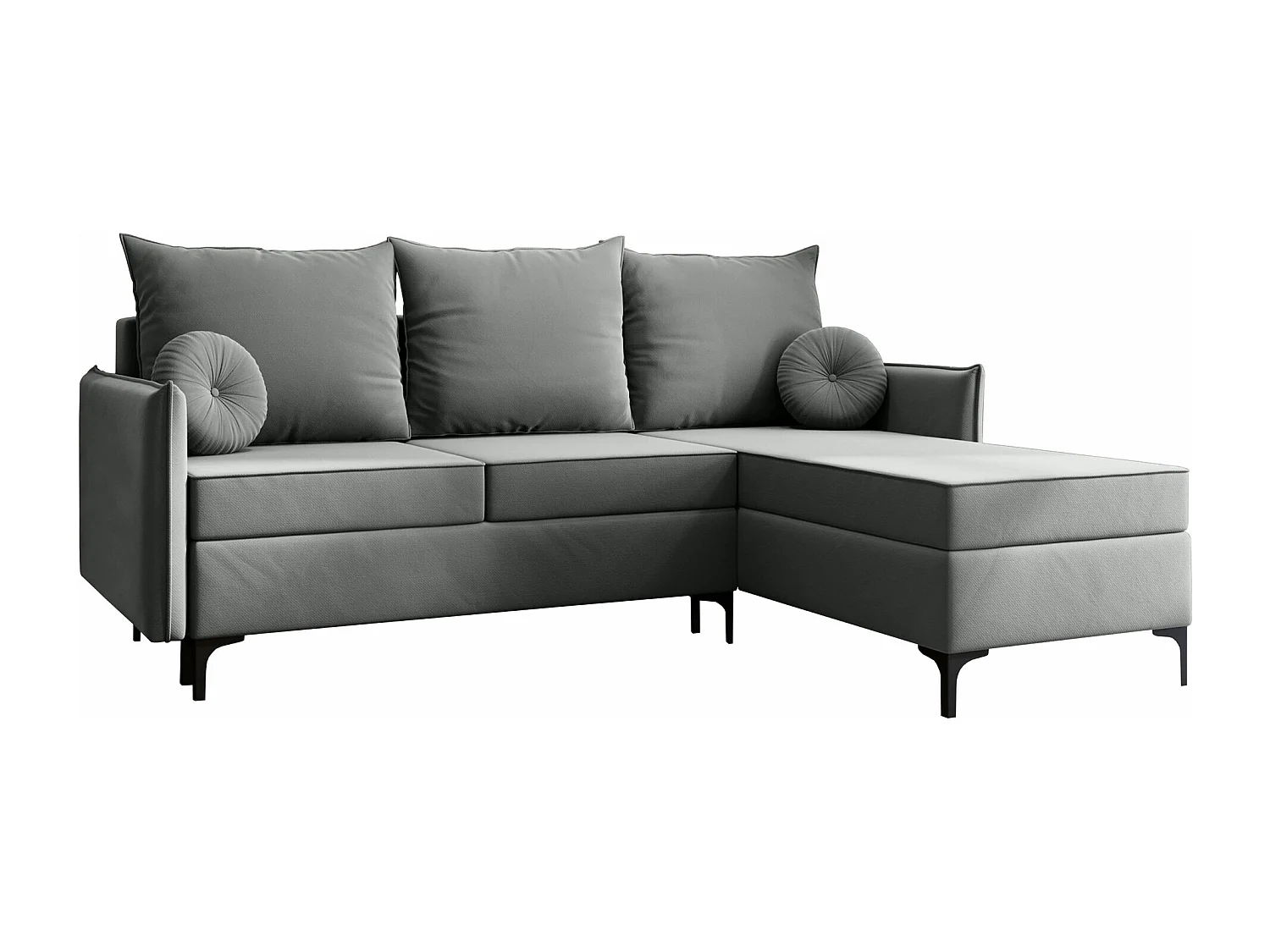 Canapé d'angle Clovis 112, Gris, Fonction de couchage, Boîte de literie, 213x168x101cm