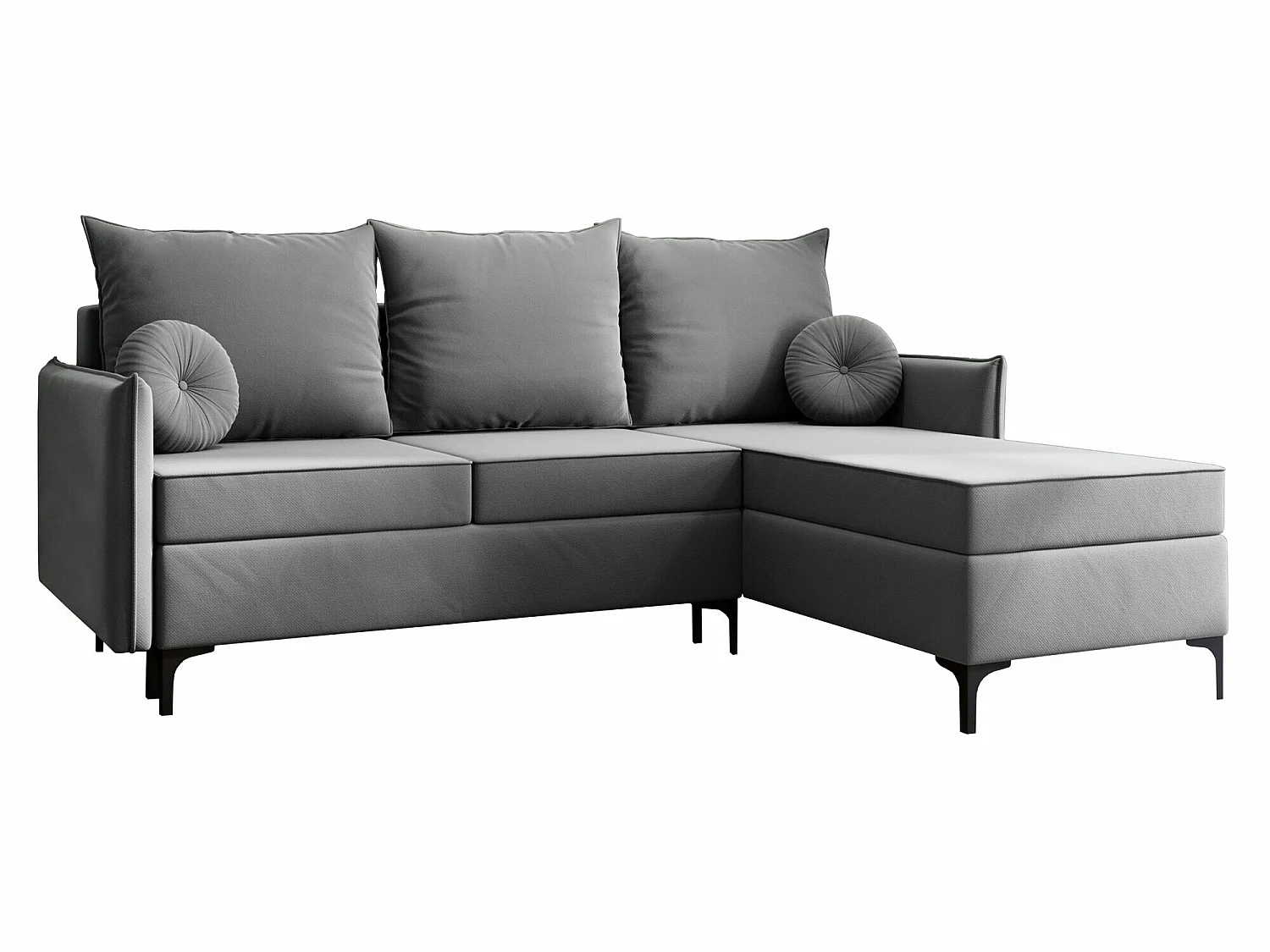 Canapé d'angle convertible 3 places en tissu gris CLOVIS