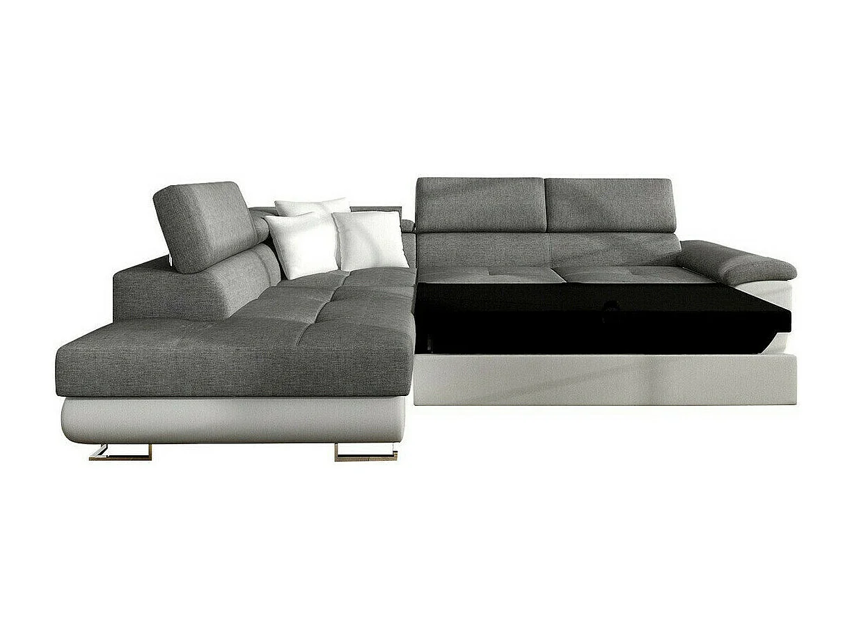 Sofá rinconero Comfivo 166, Gris, Función de descanso, Almacenaje, 270x202x71cm