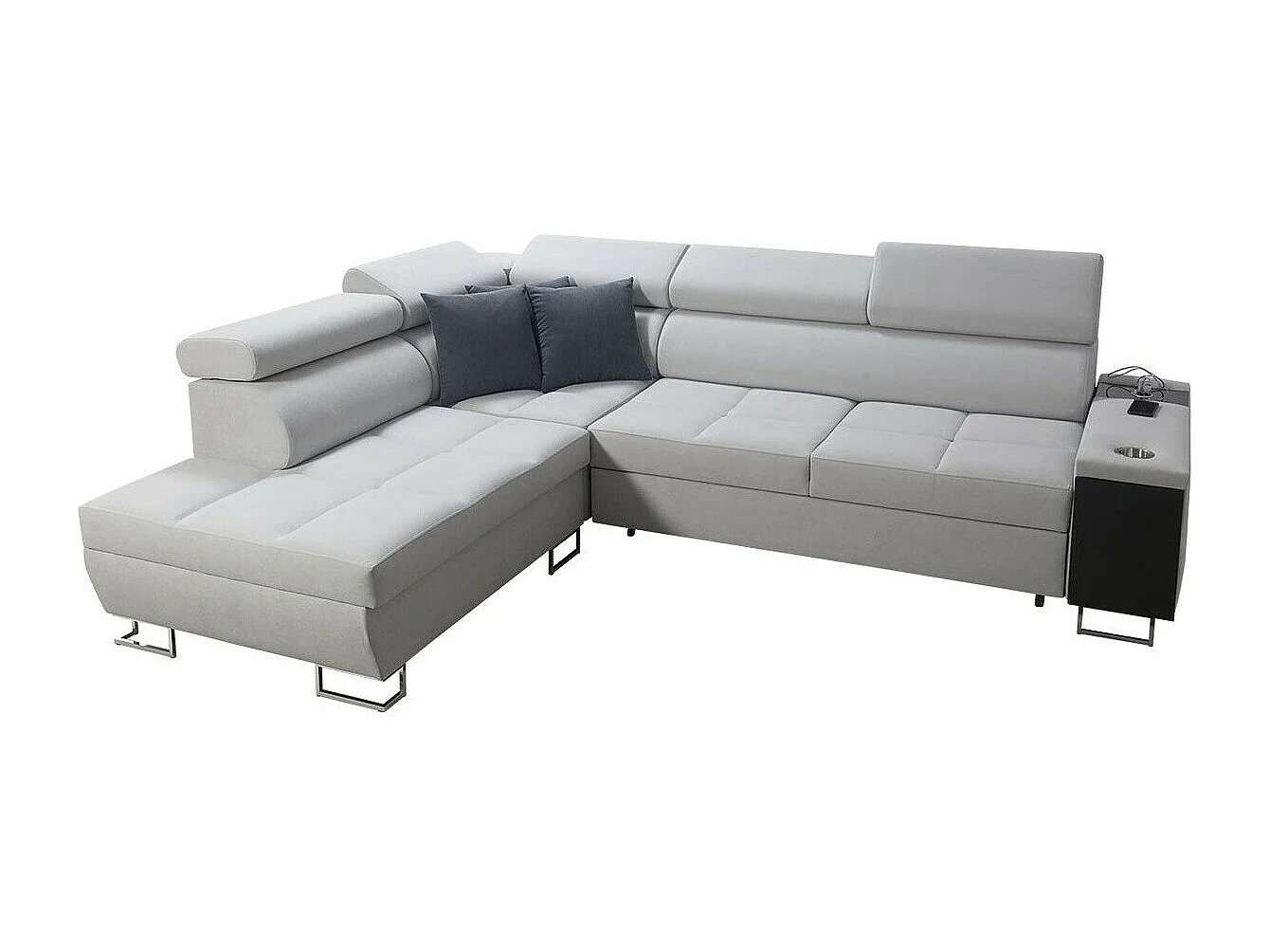 Canapé d'angle Pearland 115, Gris, Fonction de couchage, Boîte de literie, 283x221x84cm