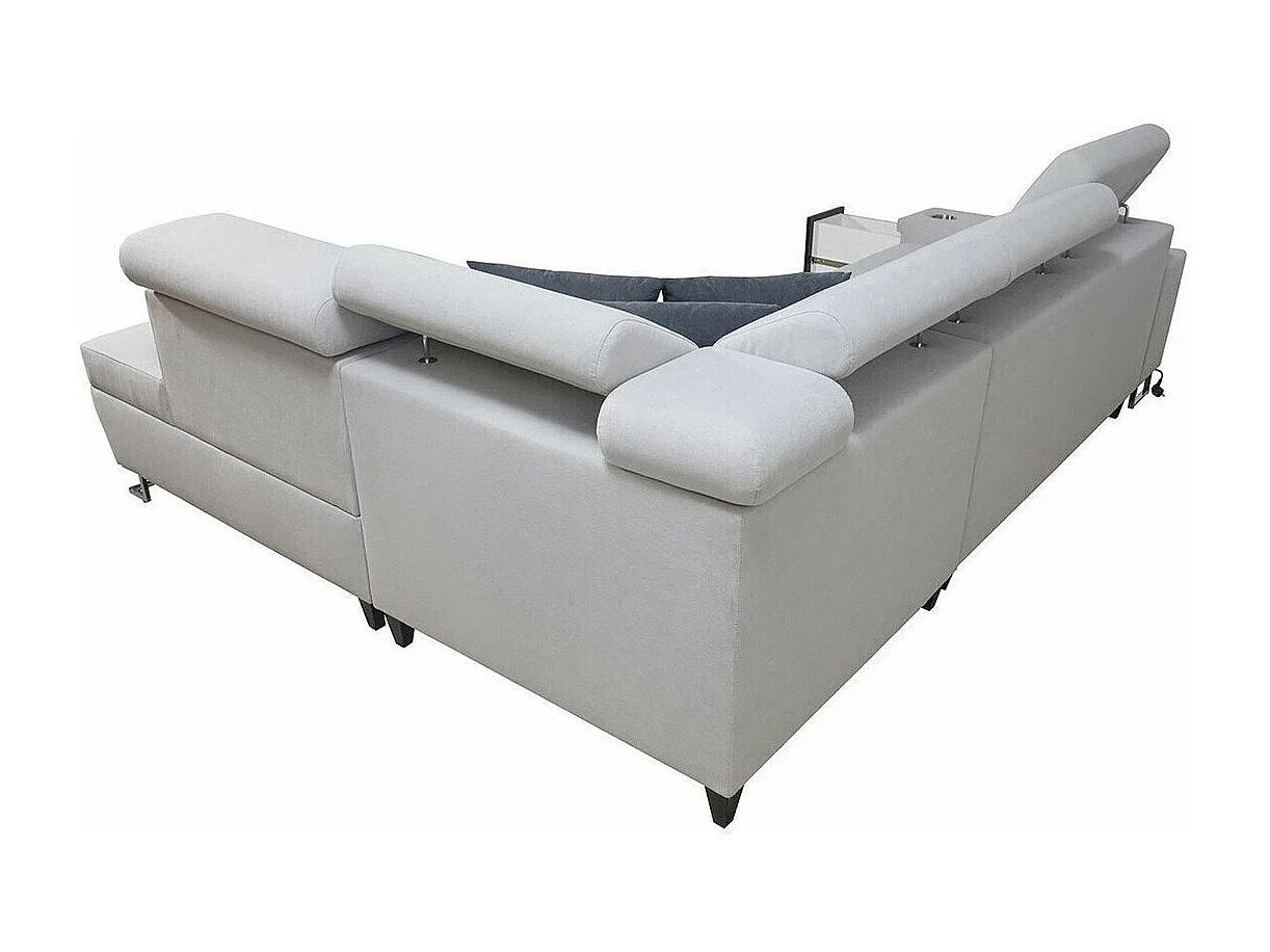 Canapé d'angle Pearland 115, Gris, Fonction de couchage, Boîte de literie, 283x221x84cm