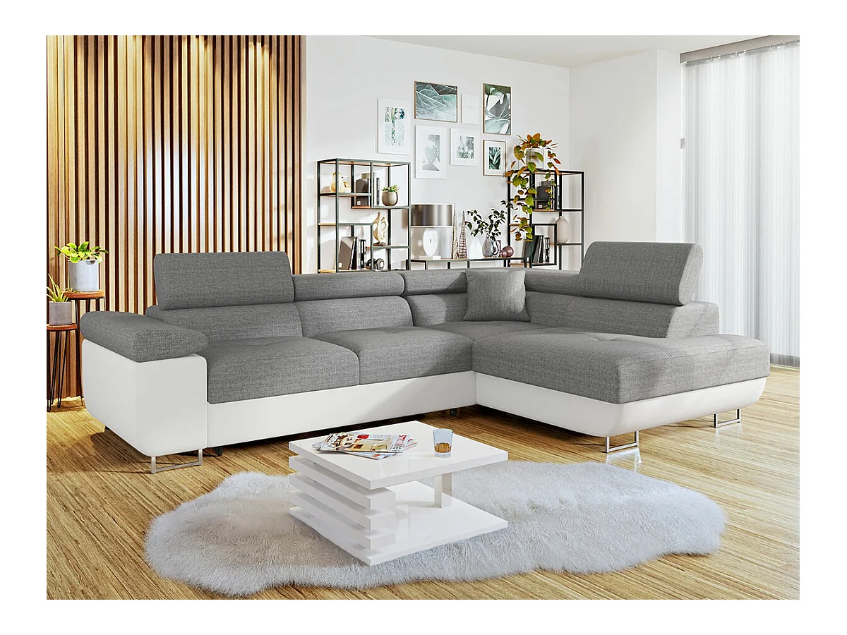 Sofá rinconero Comfivo Eliferu 100, Gris, Función de descanso, Almacenaje, 274x203x70cm