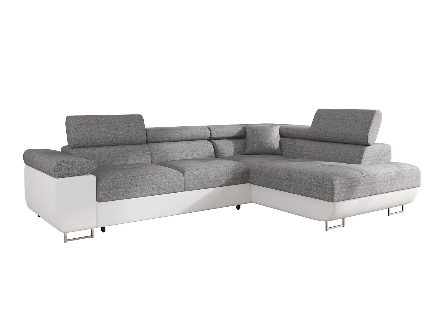 Sofá rinconero Comfivo Vinetum, Gris claro, Función de descanso, Almacenaje, 274x203x70cm