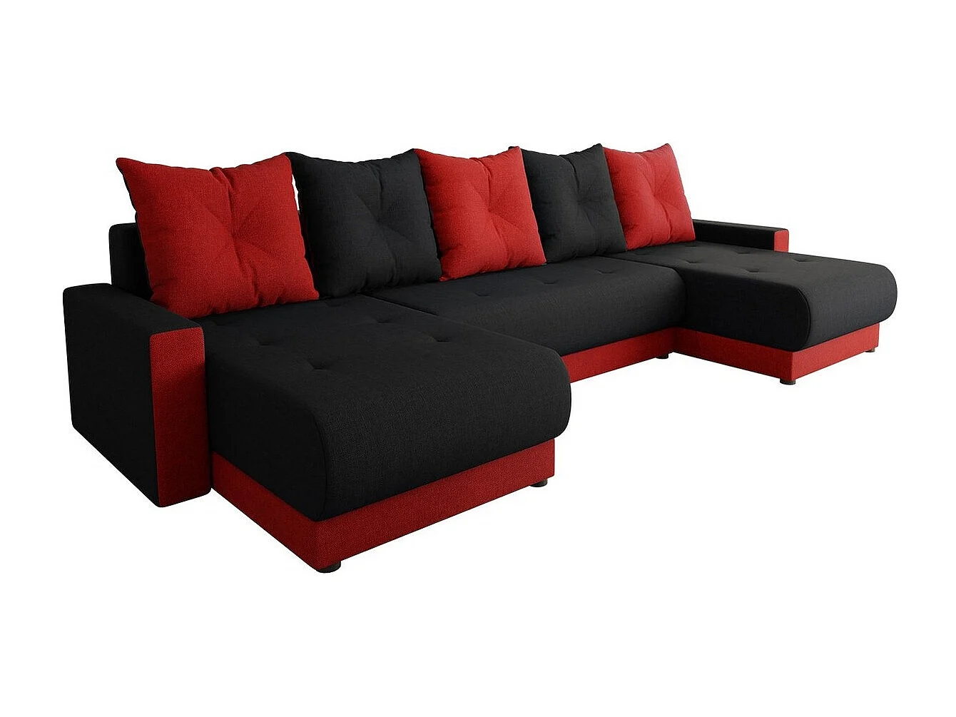 Sofá rinconero Memphis 106, Negro, Función de descanso, Almacenaje, 290x135x82cm