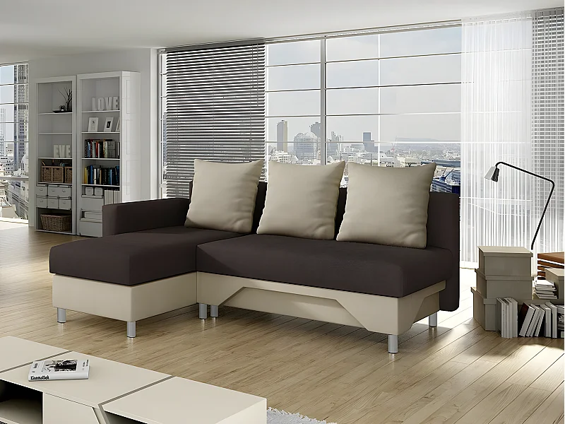 Canapé d'angle Akron 100, Marron, Disponible, 215x133x95cm