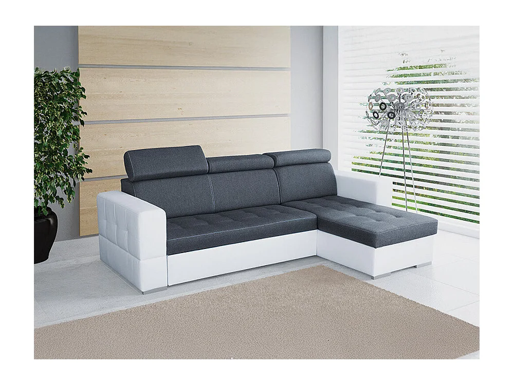 Canapé d'angle Temple 106, Gris, Fonction de couchage, Boîte de literie, 265x175x101cm