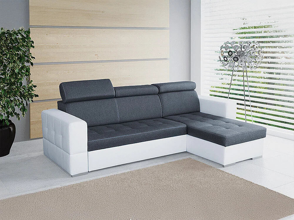 Sofá rinconero Temple 106, Gris, Función de descanso, Almacenaje, 265x175x101cm